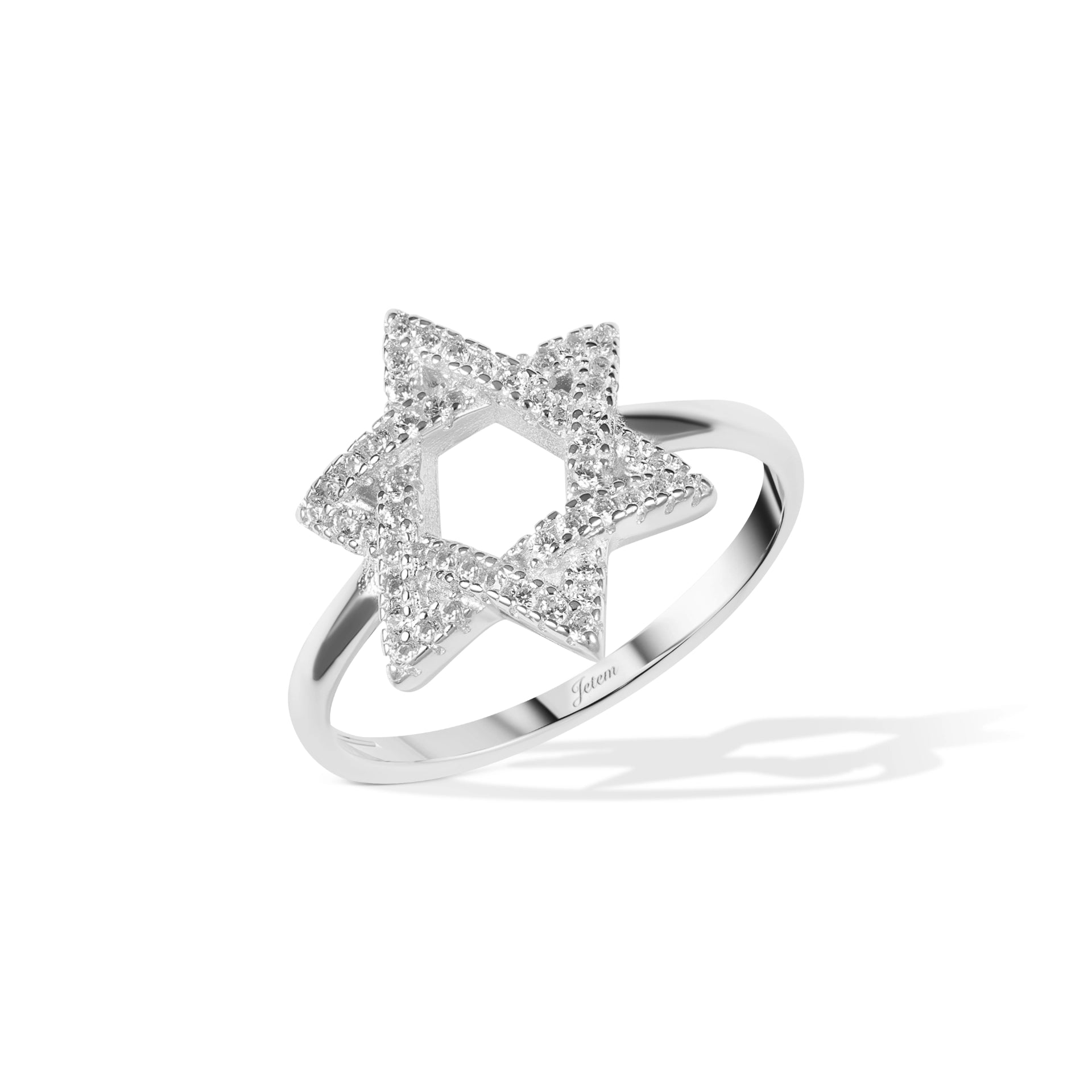 טבעת מגן דוד כסף 925 משובצת זרקונים