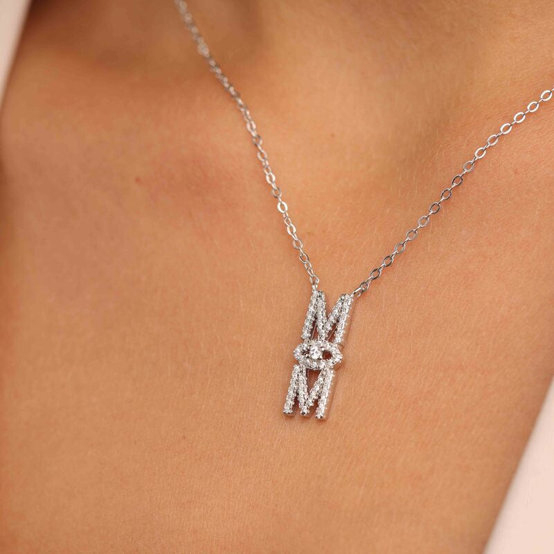 שרשרת MOM כסף 925 משובצת זרקון