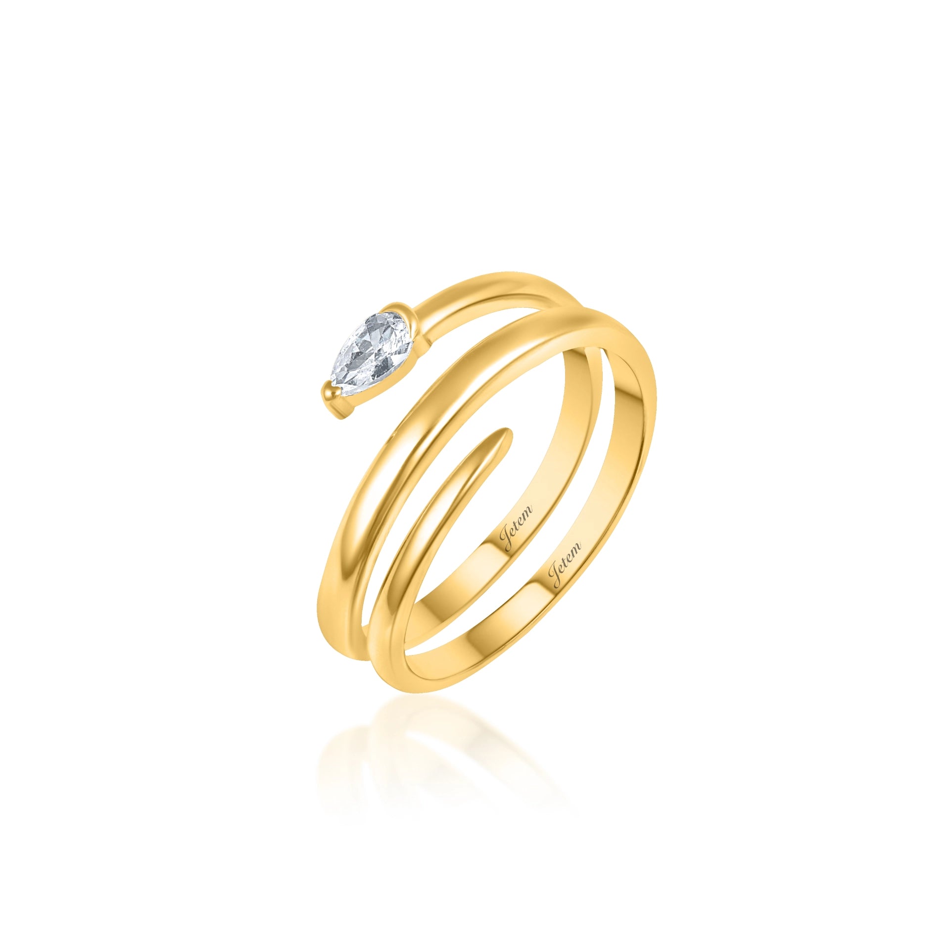 טבעת כסף 925 משובצת זרקון בצורת טיפה