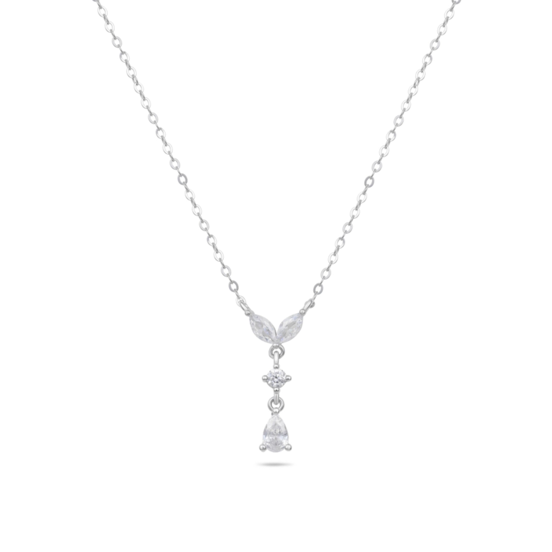שרשרת כסף 925 תליון פרח משובץ זרקון