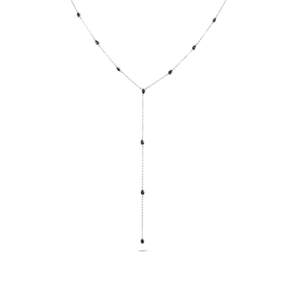 שרשרת עניבה משובצת זרקונים כסף 925